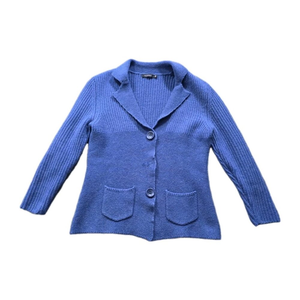 Magnolia Cardigan Womens L Heathered Blue LS Snap Buttons Wool Retro Preppy Boho